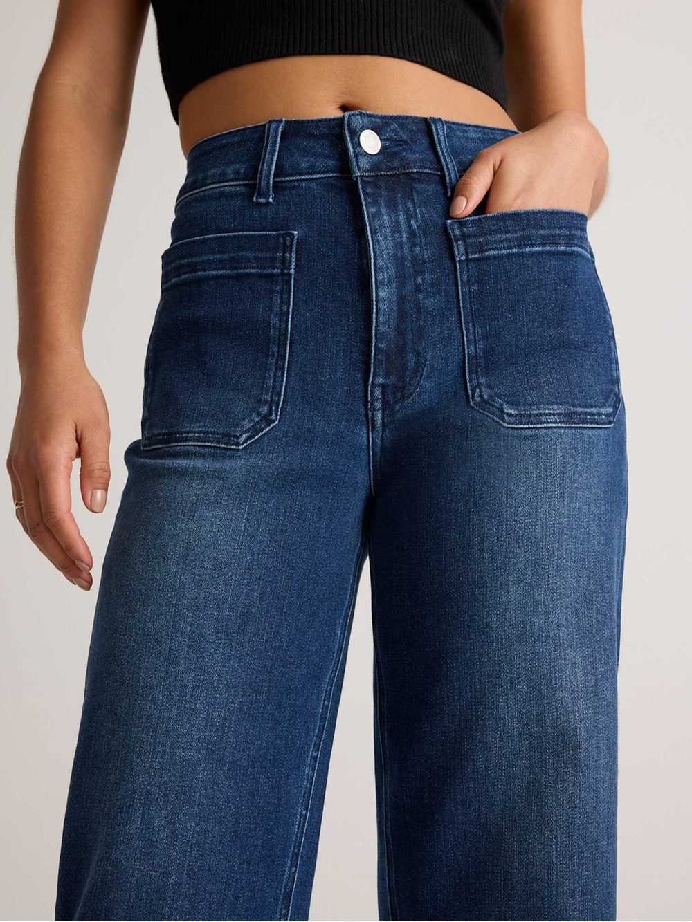 Quince Bella High-Rise Wide Leg Women's Jeans in Dark Indigo